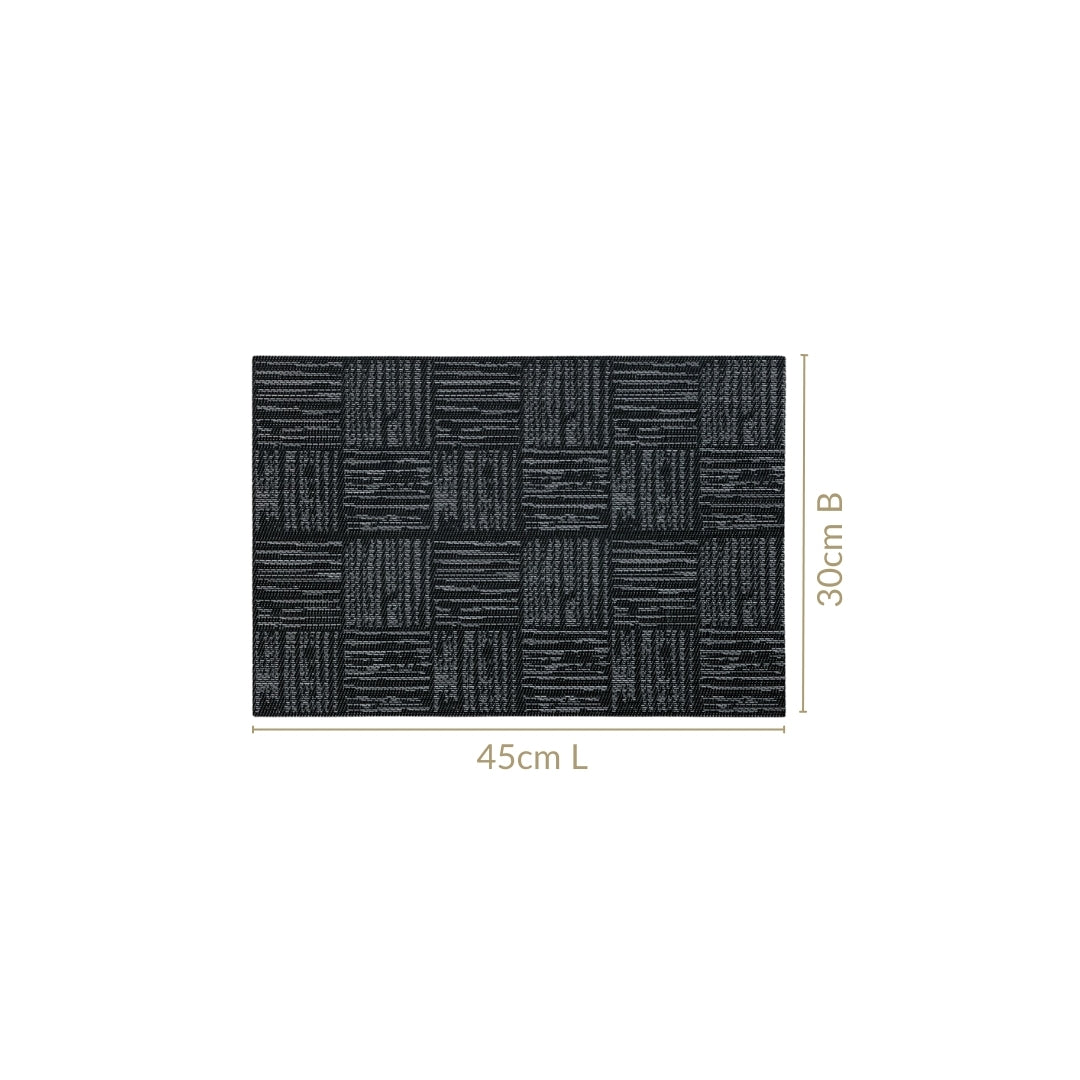 Basket Weave Black Dinner Table Mats Set Of 6