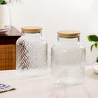 Borosilicate Textured Airtight Jar Set Of 2 1900ml