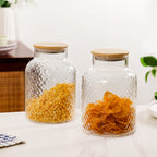 Borosilicate Textured Airtight Jar Set Of 2 1900ml