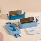 Double Decker Bento Lunch Box Blue 1400ml