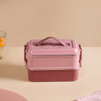 Insulated Bento Lunch Box Double Decker Pink 1400ml