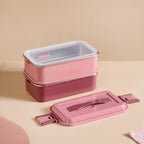 Insulated Bento Lunch Box Double Decker Pink 1400ml