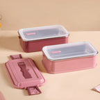 Insulated Bento Lunch Box Double Decker Pink 1400ml