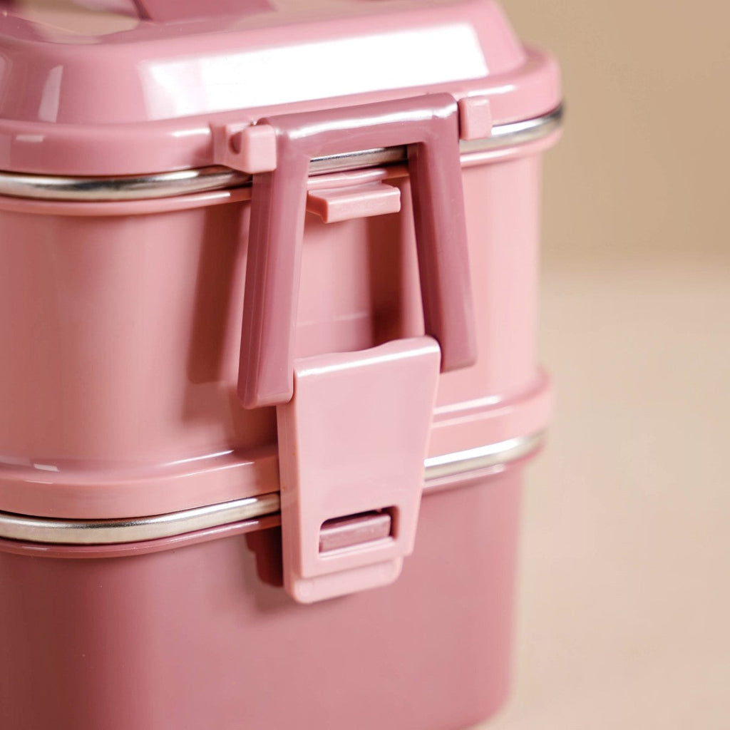 Insulated Bento Lunch Box Double Decker Pink 1400ml