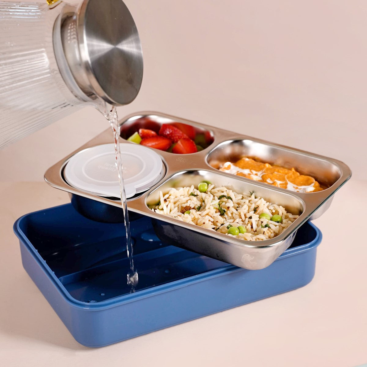 Bento Blue Stainless Steel Tiffin Box 950ml