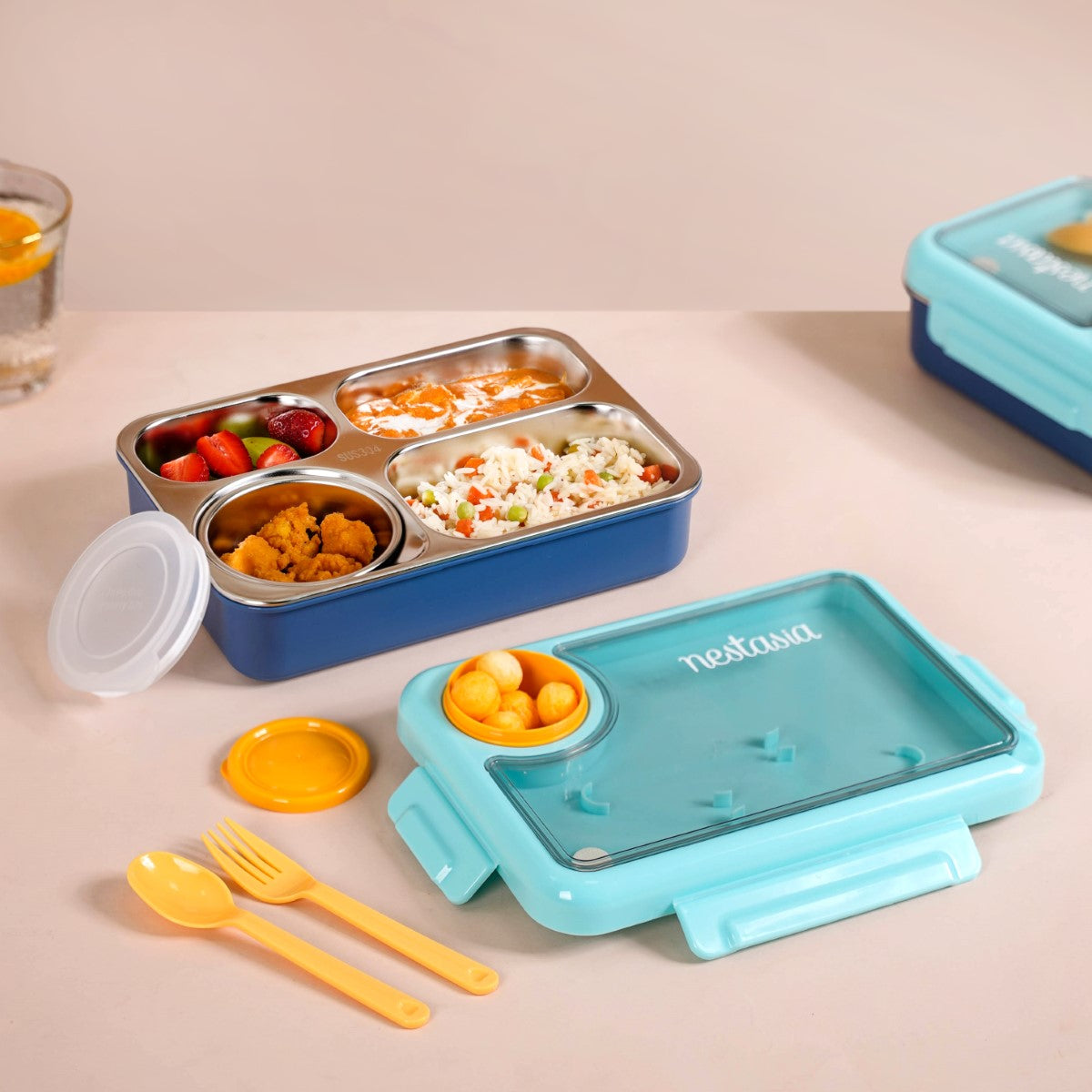 Bento Blue Stainless Steel Tiffin Box 950ml