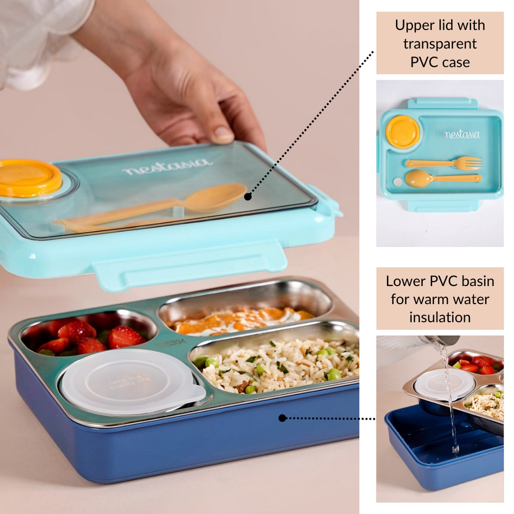 Bento Blue Stainless Steel Tiffin Box 950ml