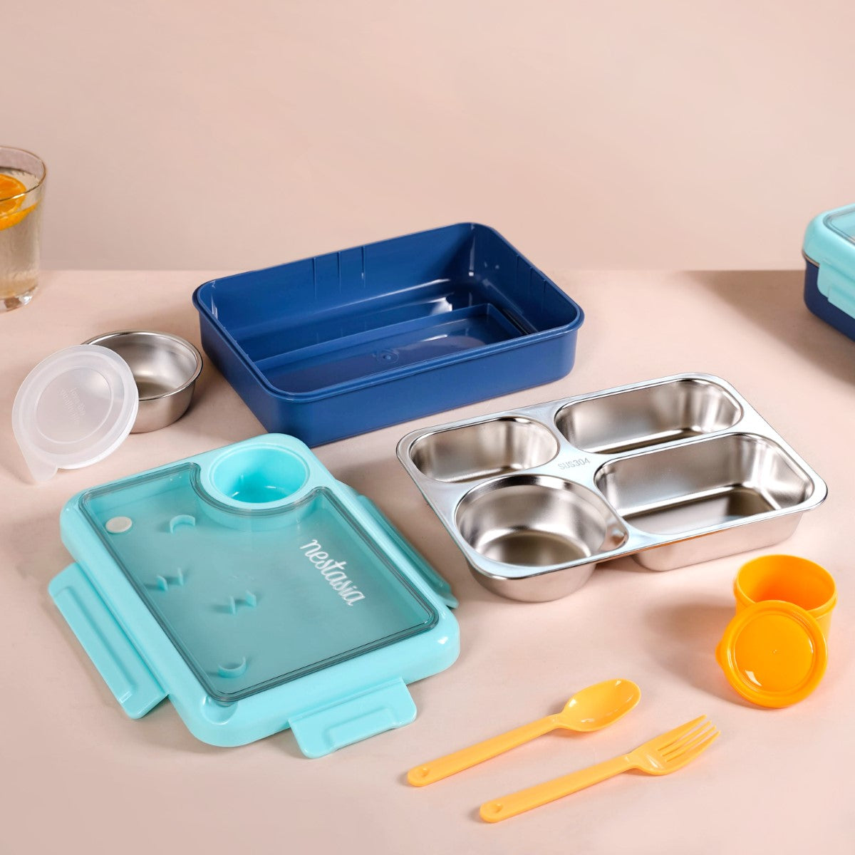 Bento Blue Stainless Steel Tiffin Box 950ml