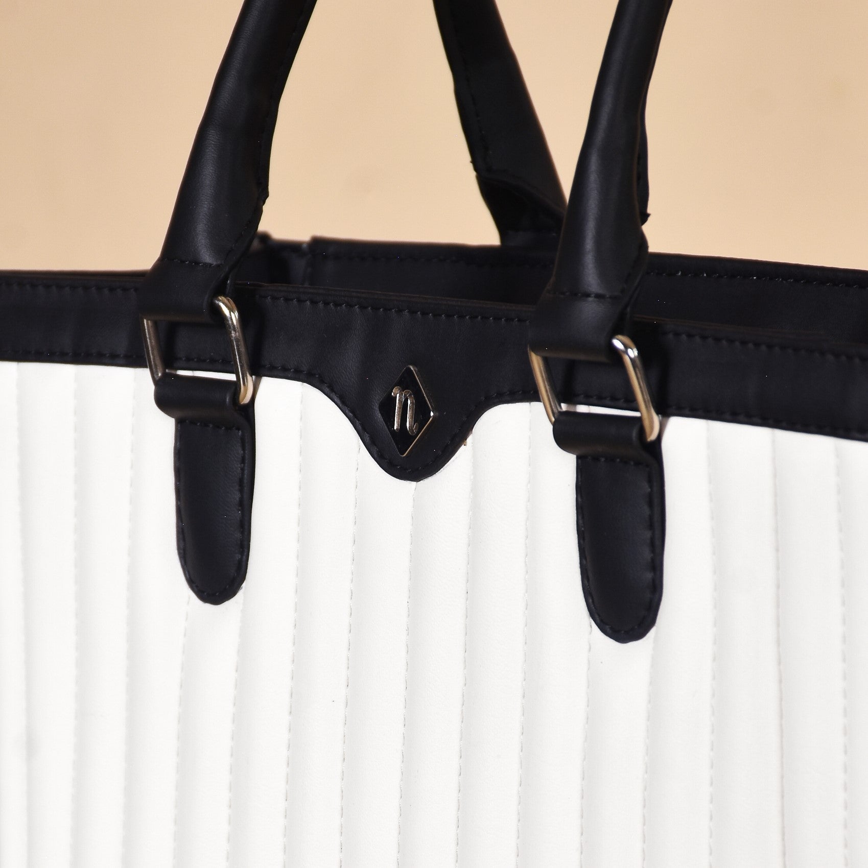 Classic Chic Black And White Tote Bag With Sling