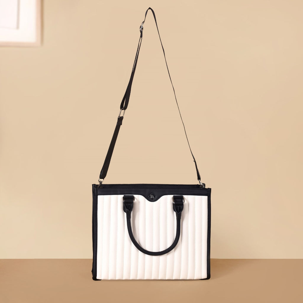 Classic Chic Black And White Tote Bag With Sling