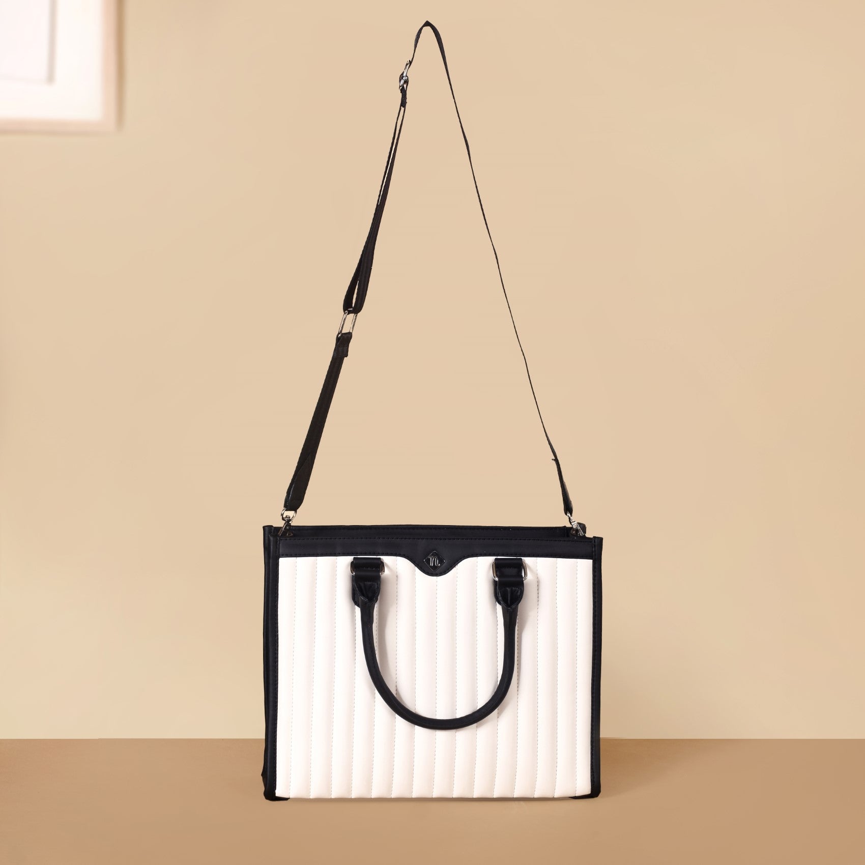 Classic Chic Black And White Tote Bag With Sling