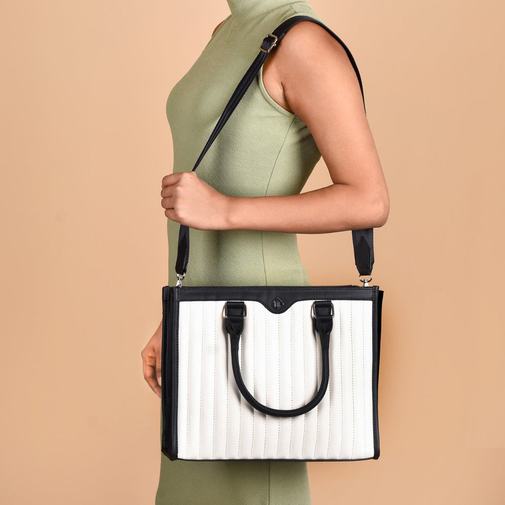 Classic Chic Black And White Tote Bag With Sling
