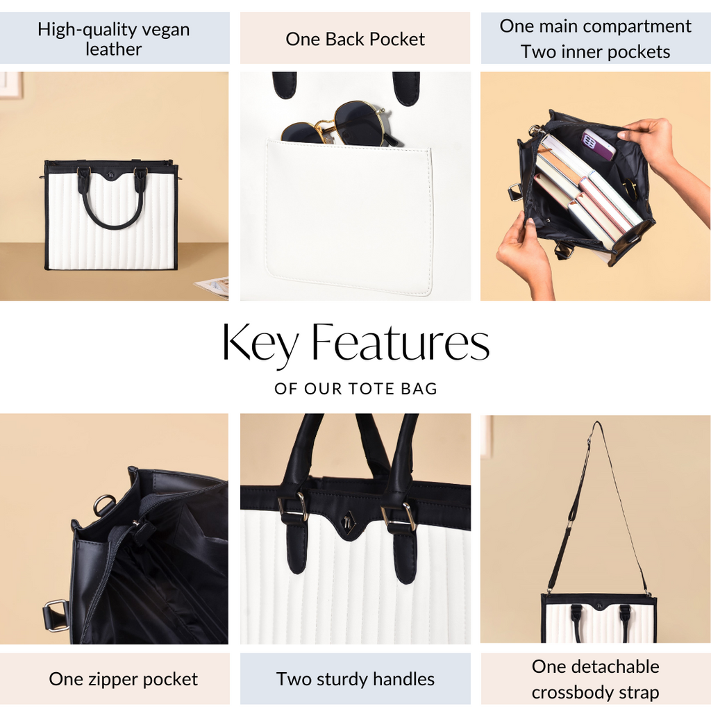 Classic Chic Black And White Tote Bag With Sling