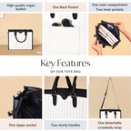 Classic Chic Black And White Tote Bag With Sling