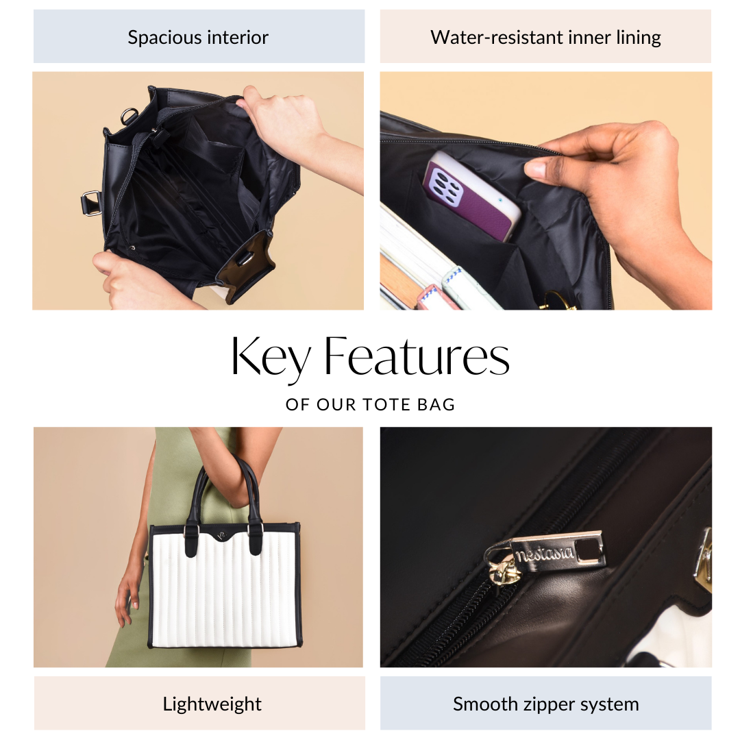 Classic Chic Black And White Tote Bag With Sling