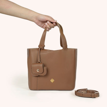 Nara Brown Tote Bag With Sling