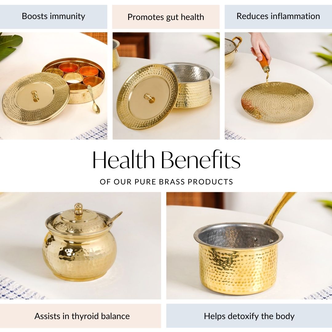 Pure Brass Handi Cooking Pot With Lid 3000ml