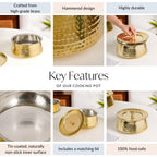 Pure Brass Handi Cooking Pot With Lid 3000ml