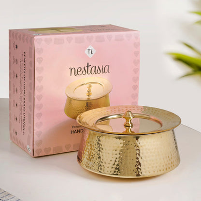 Pure Brass Handi Cooking Pot With Lid 3000ml