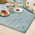 Quilted Aqua Blue Table Cover With Silver Threadwork