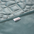 Quilted Aqua Blue Table Cover With Silver Threadwork