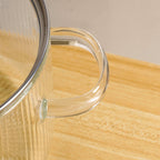 Fluted Design Glass Cooking Pot With Lid 1800ml