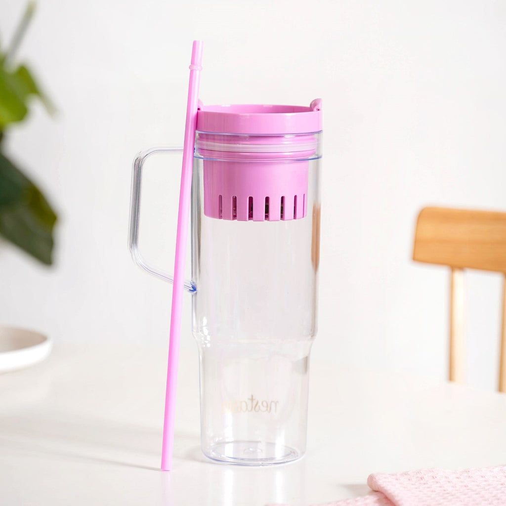 Citrify Large Spillproof Water Bottle With Fruit Infuser Pink Flamingo 1210ml