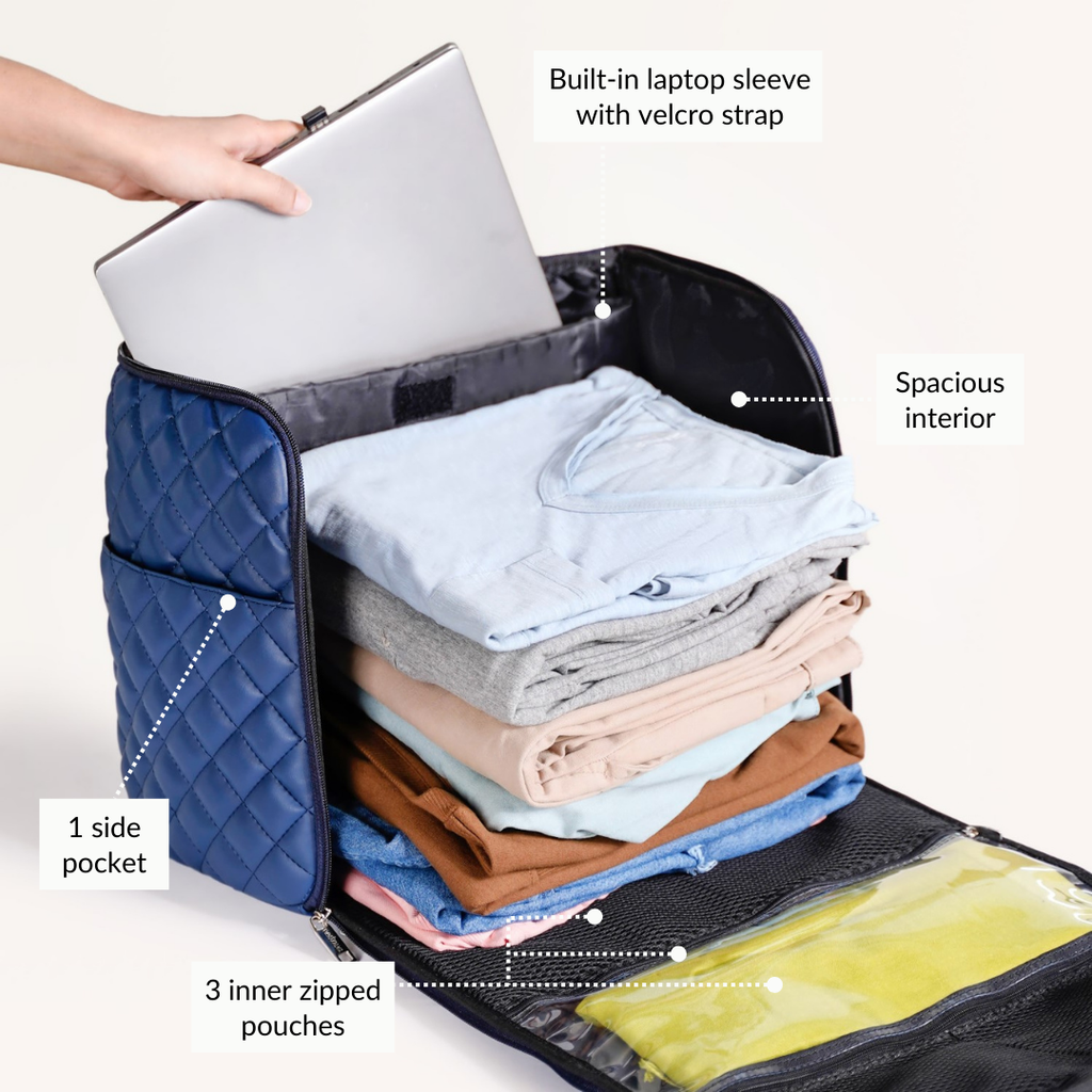 Blue Quilted Travel Bag