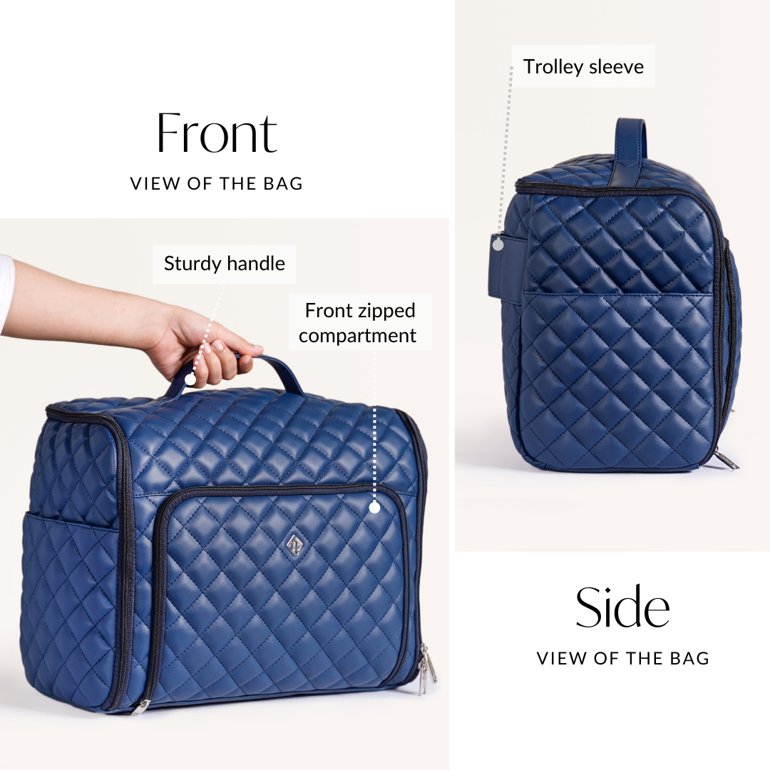 Blue Quilted Travel Bag