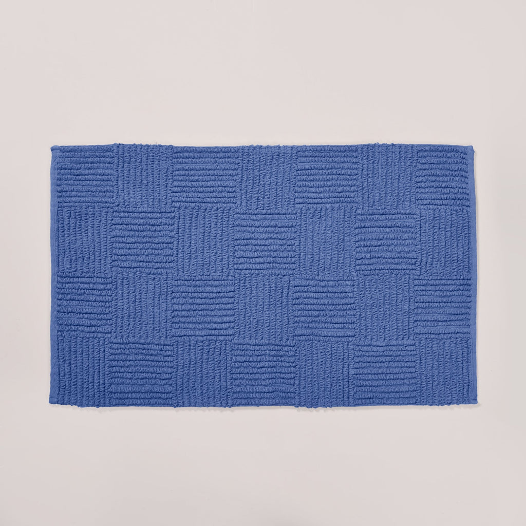 Reversible Tufted Cotton Floor Mat Navy Blue 84x50cm