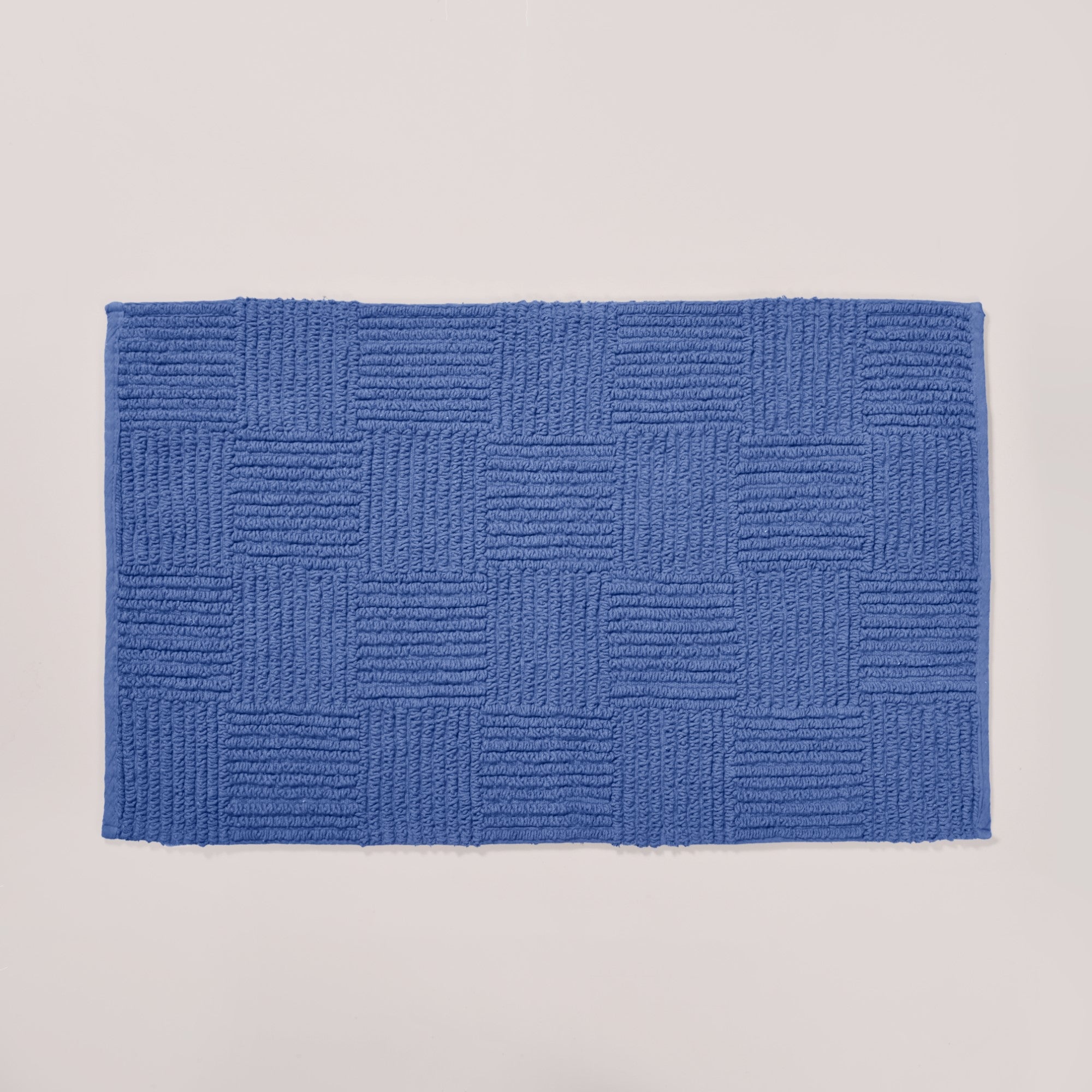 Reversible Tufted Cotton Floor Mat Navy Blue 84x50cm