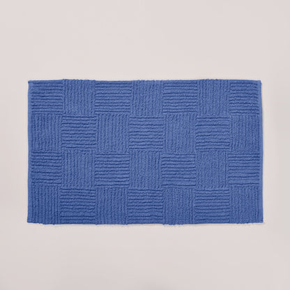 Reversible Tufted Cotton Floor Mat Navy Blue 84x50cm