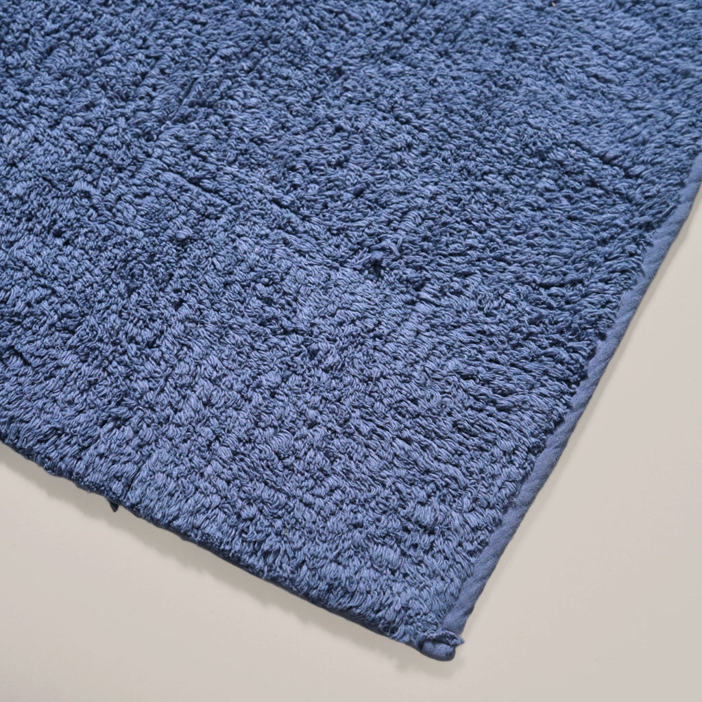 Reversible Tufted Cotton Floor Mat Navy Blue 84x50cm