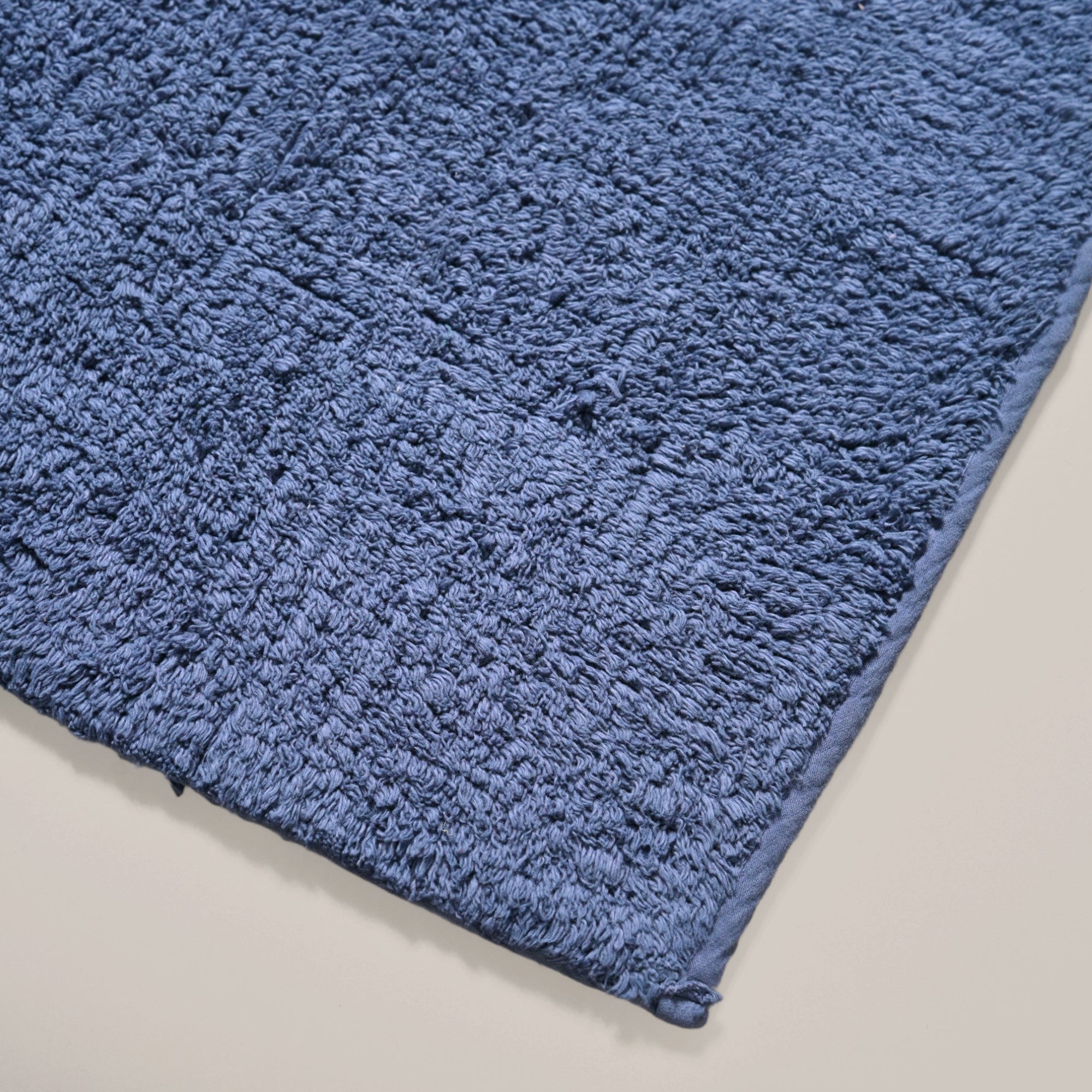 Reversible Tufted Cotton Floor Mat Navy Blue 84x50cm