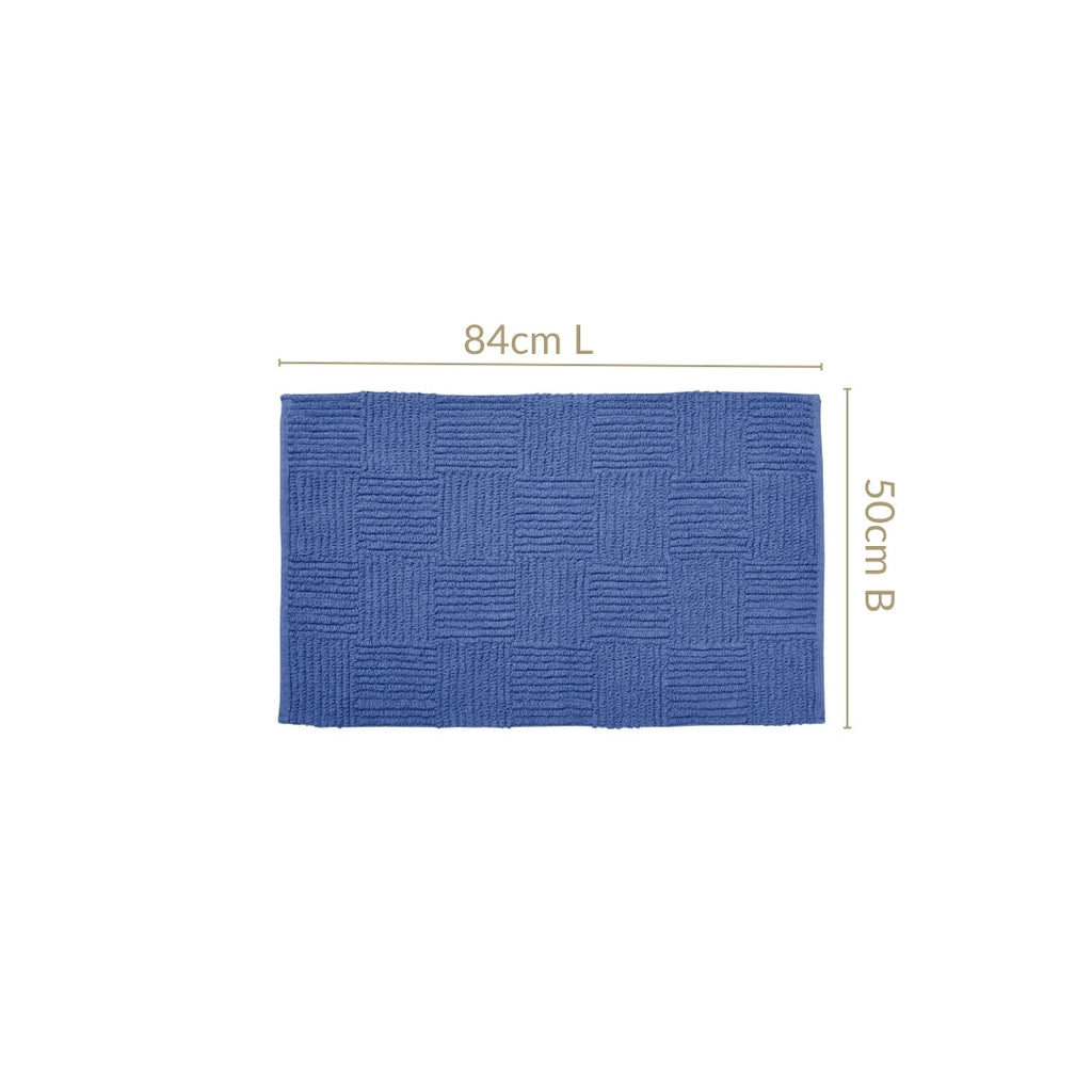 Reversible Tufted Cotton Floor Mat Navy Blue 84x50cm