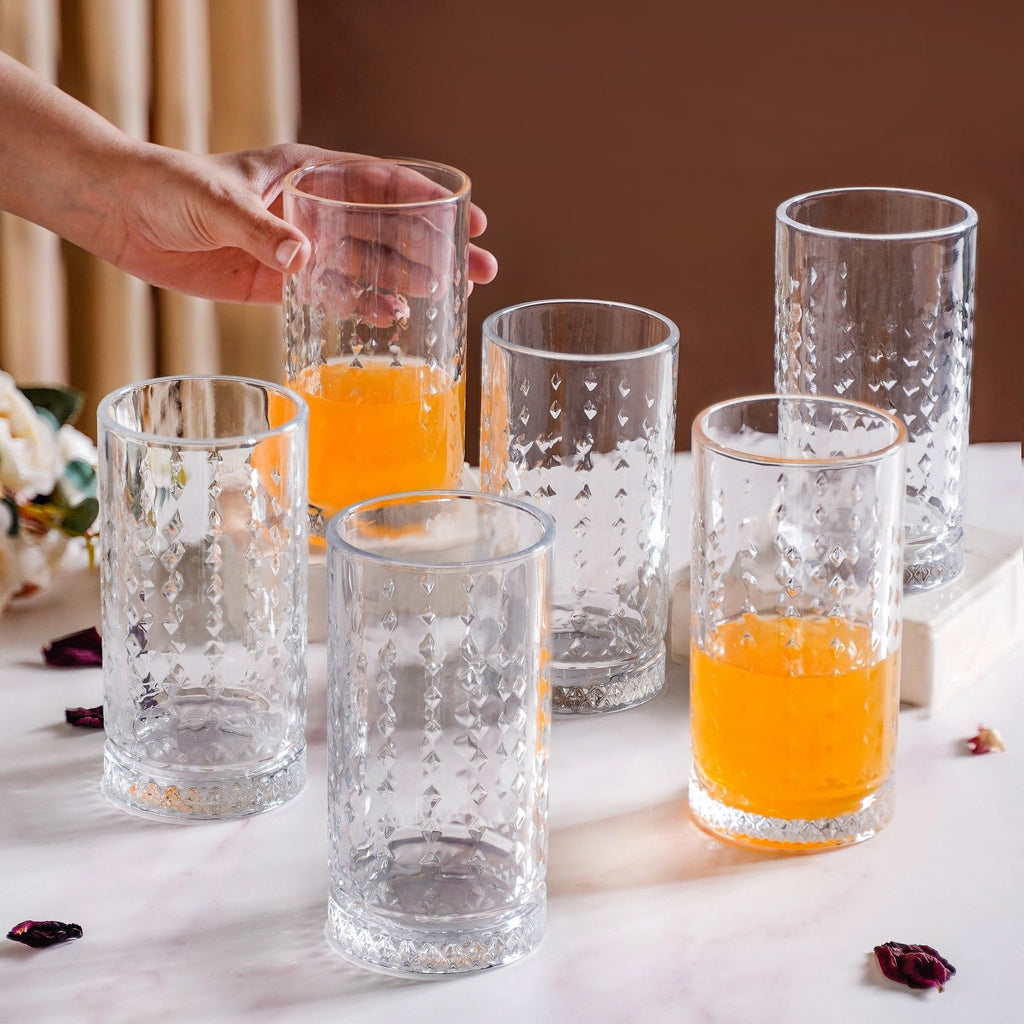 Diamond Design Highball Glass Set Of 6 466ml