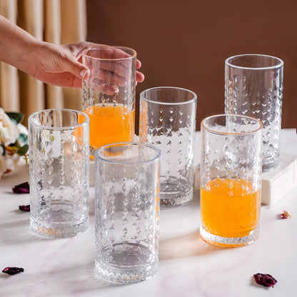 Diamond Design Highball Glass Set Of 6 466ml