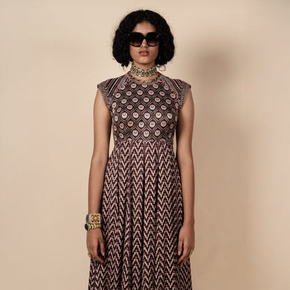 Umber Brown Printed Anarkali | PANJ