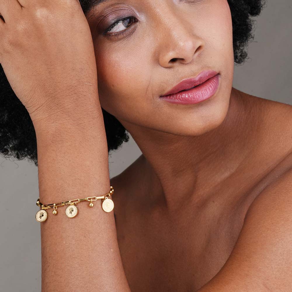 Coin Hollow Box Chain Bracelet