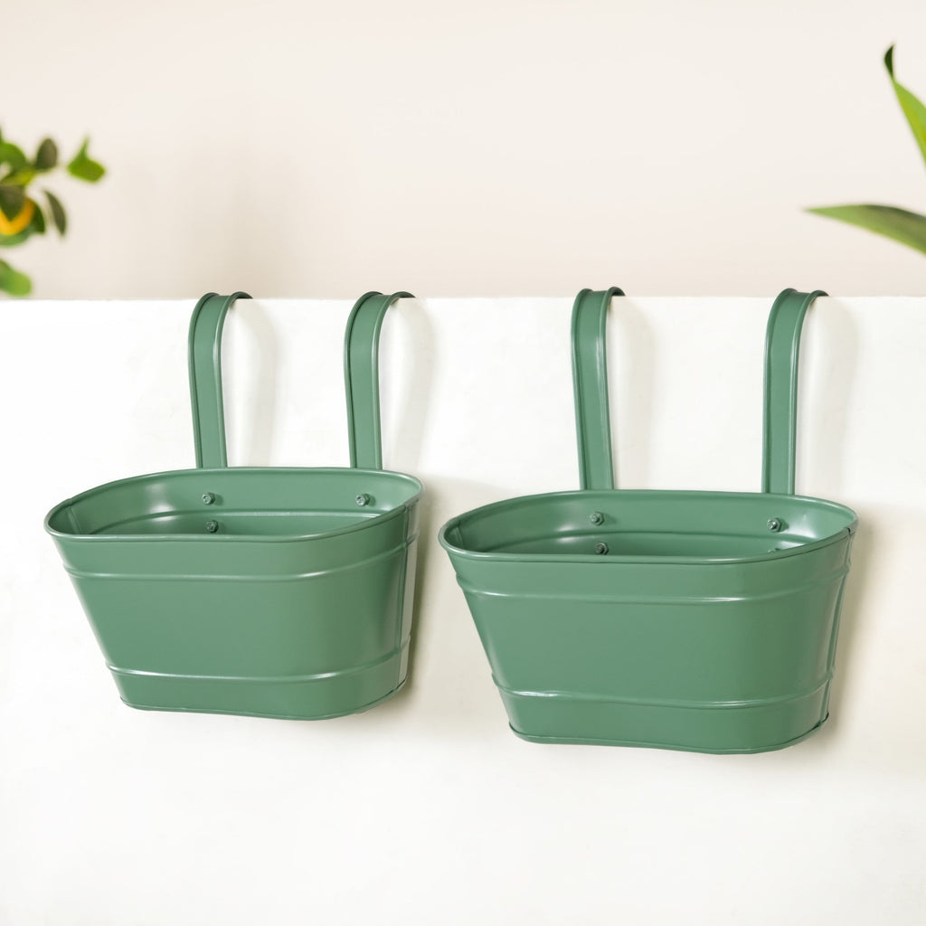 Decorative Hanging Planter Sage Green Set Of 2