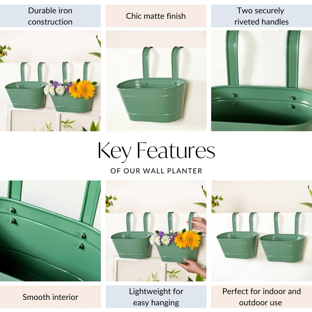 Decorative Hanging Planter Sage Green Set Of 2