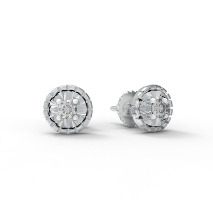 Halo Round 925 Sterling Silver Lab Grown Diamond Stud Earrings
