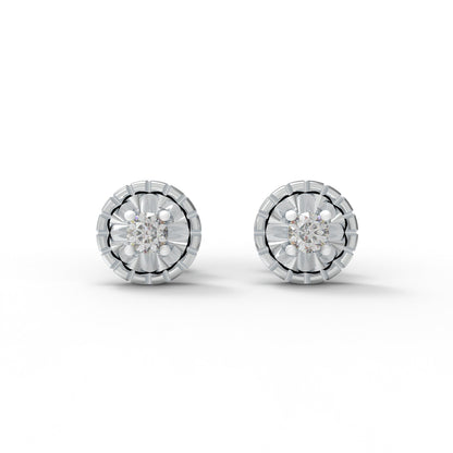 Halo Round 925 Sterling Silver Lab Grown Diamond Stud Earrings