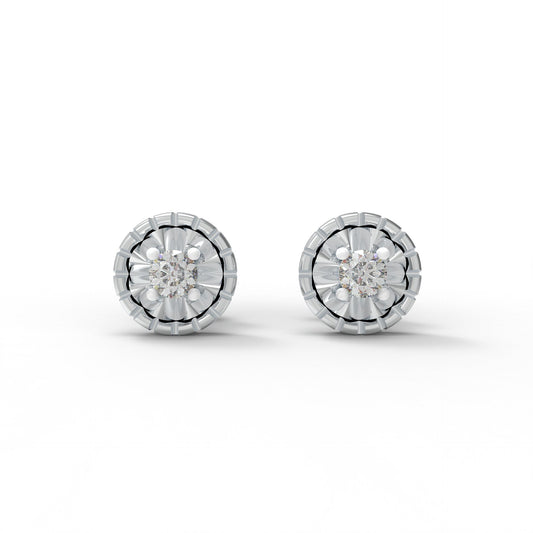 Halo Round 925 Sterling Silver Lab Grown Diamond Stud Earrings