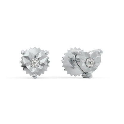 Heart Solitare 925 Sterling Silver Lab Grown Diamond Stud Earrings