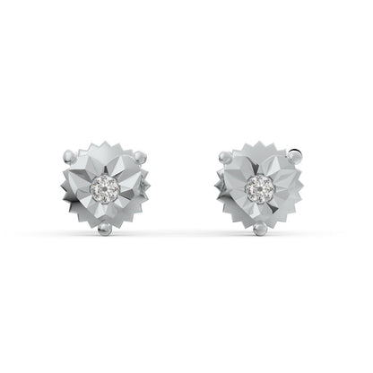 Heart Solitare 925 Sterling Silver Lab Grown Diamond Stud Earrings