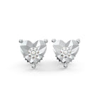 Dainty Heart 925 Sterling Silver Lab Grown Diamond Stud Earrings
