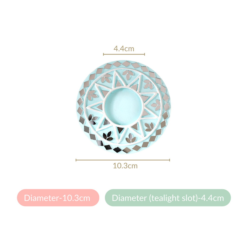 Minimalistic Tealight Candle Holder With Lippan Art Set Of 4