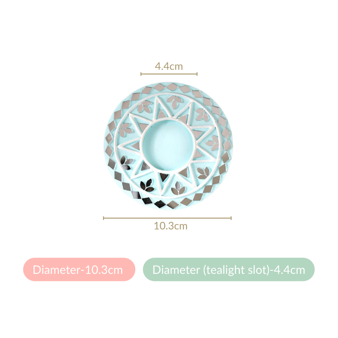 Minimalistic Tealight Candle Holder With Lippan Art Set Of 4