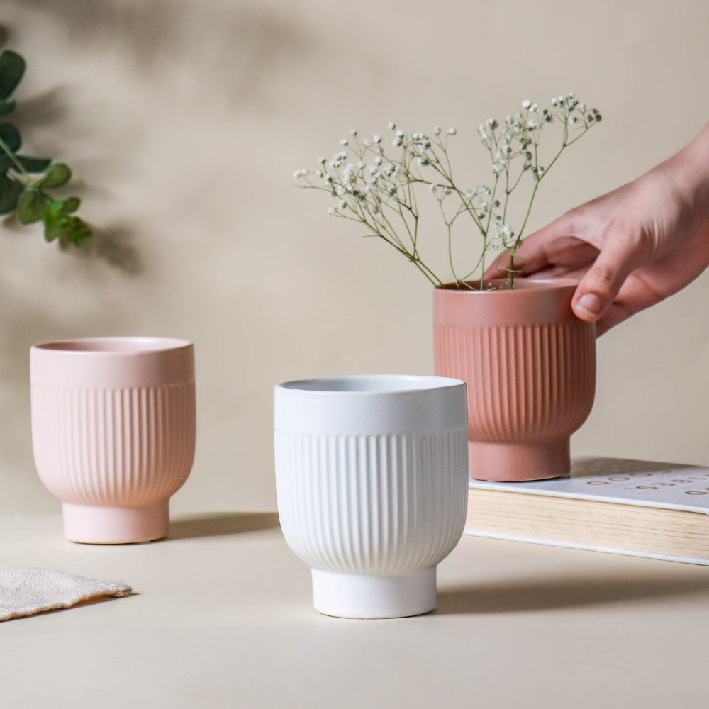 Ribbed Ceramic Vase